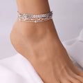 European and american cross-border trendy fashion fishbone chain anklet summer beach anklet women's beaded chain arrow zircon three-piece anklet set