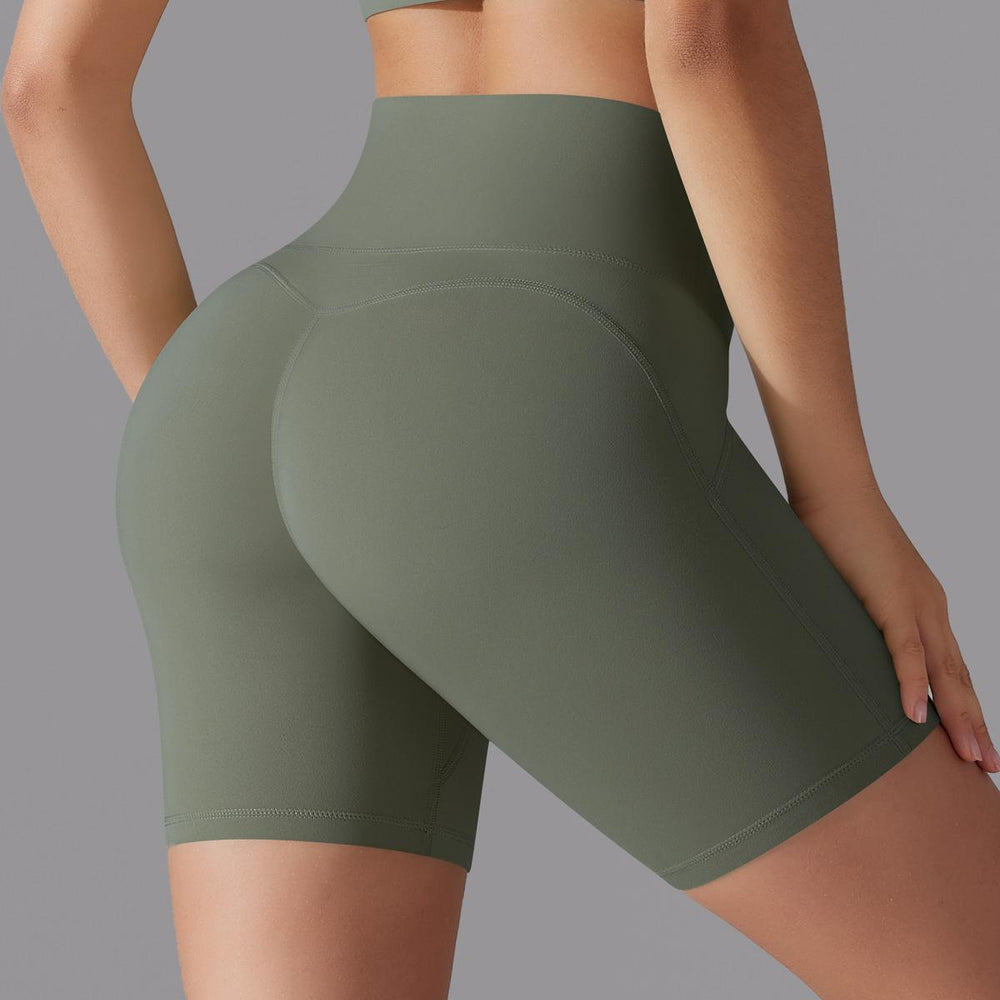 New arrival nude tight sports shorts, no need to wear underwear, high waist, hip lifting yoga shorts, running fitness three-quarter shorts
