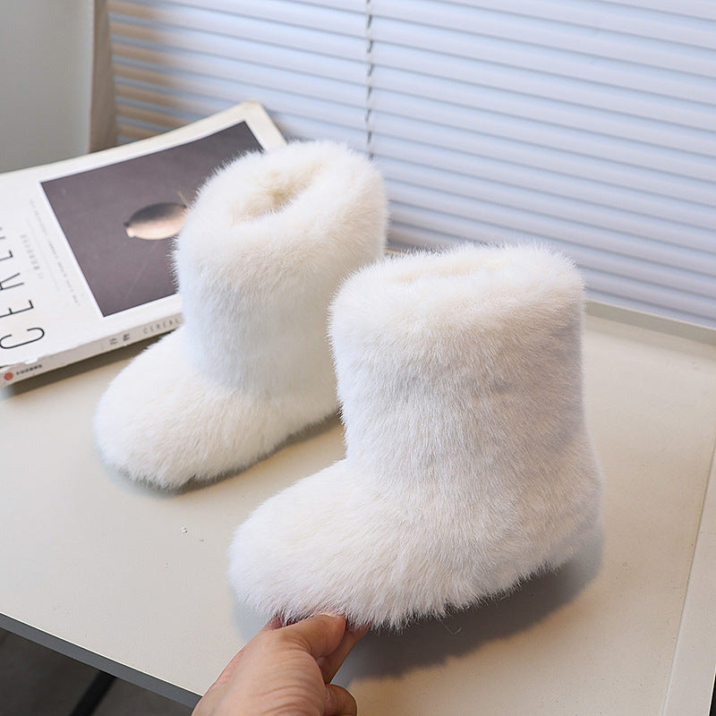 Vancahao girls' snow boots - new  winter collection: kids' fuzzy slippers, little girls' lambswool warm cotton shoes