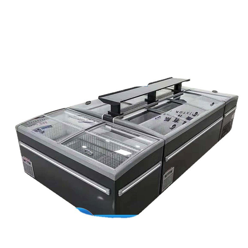 Supermarket commercial large-capacity combination island cabinet freezer refrigerated and frozen copper tube horizontal freezer refrigerator display cabinet