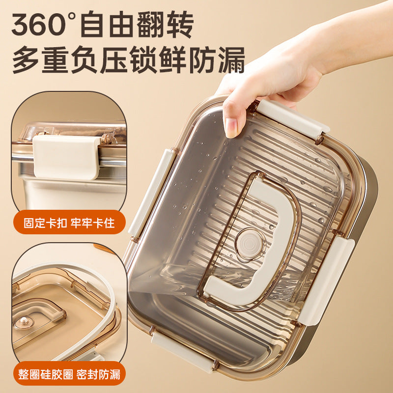 304 stainless steel food storage container - food grade, large capacity, divided lunch box for fruits, bento, rice, with lids and airtight seals