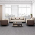 Business reception area, meeting & negotiation zone, executive office: genuine leather office sofa & coffee table set with latex cushion accessories
