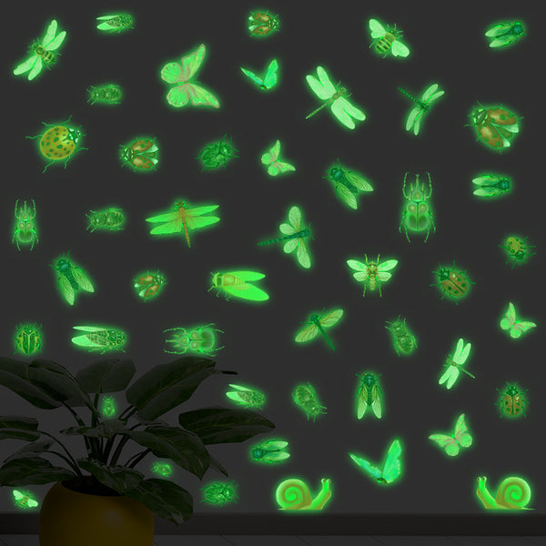 Fluorescent cute wind animal insect series luminous sticker creative stationery sticker water cup waterproof decorative wall sticker