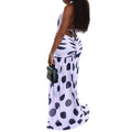 European and american style cross-border black and white polka dot women's slit print streetwear irregular high neck tie backless dress