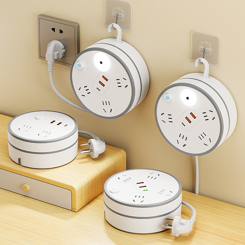 Multifunctional retractable cord plug multi-hole cord board plug strip storage socket for homeusb plug-in board usb wiring board