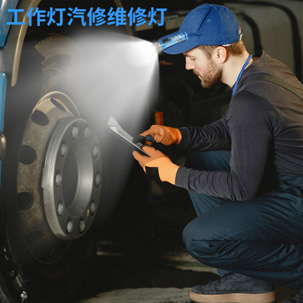 Cross-border new four-color mini flashlight Type-C charging portable magnetic suction clamping cap multi-function work light