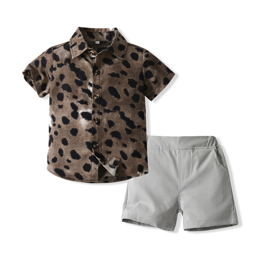 children's clothing boys' shirts spring and summer beach style floral shirt short-sleeved suit vacation summer floral shirt boys