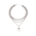 Full diamond cross pendant necklace wholesale fashion cross-border accessible luxuryclassy sense accessories women's stylish stacked clavicle chain