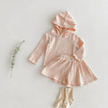 Insspring & fall clothing new girl k-stylepure colorstripes hooded long sleevestopskids wide leg shortstwo-piece set