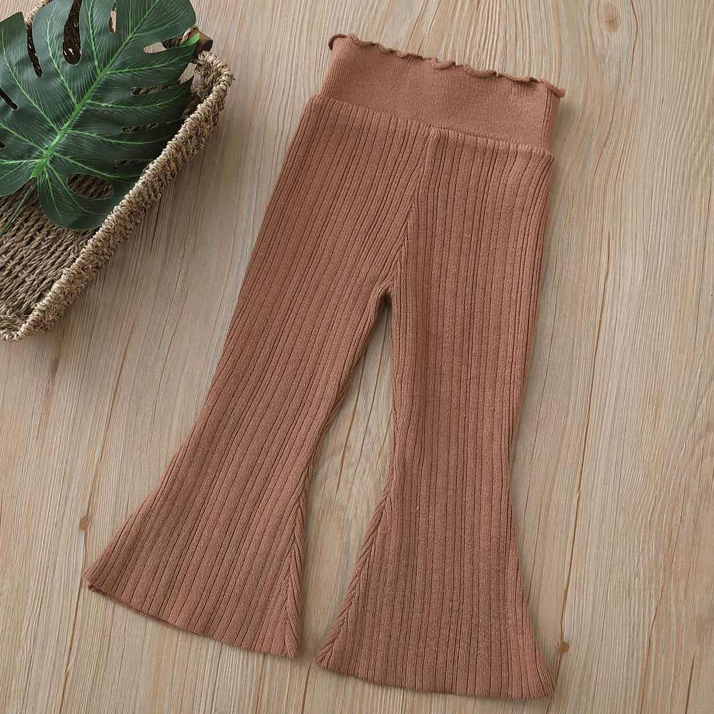 fall/winter new korean style knitted girls' leggings - lace trim wide leg casual pants