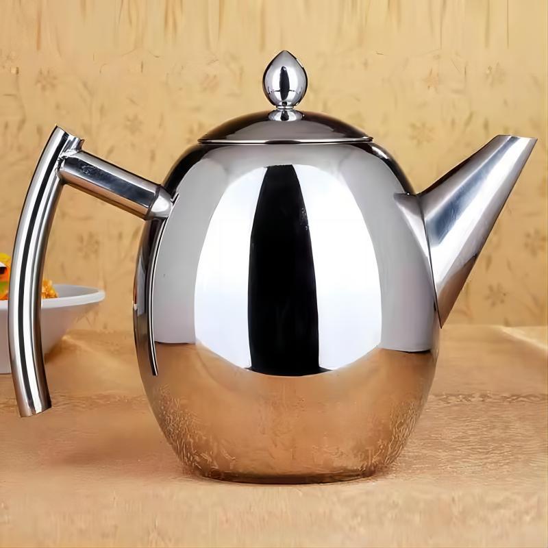 Manufacturer wholesale stainless steel olive pot bright silver bead teapot with strainer teapot gift box cold water pot