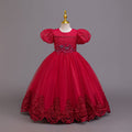 Ready-to-ship children's embroidered sequin puff sleeve princess dress - girls' runway model dress - kids dress