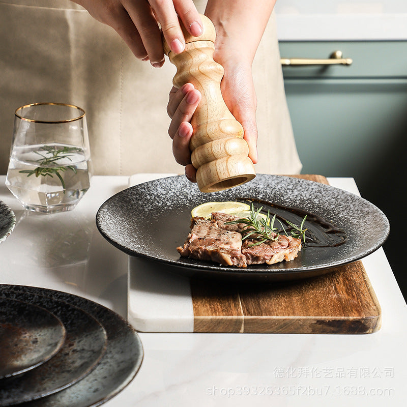 Japanese-style influencer dinner plates restaurant tableware commercial steak plates creative flat plates household dinner plates unique snack dishes