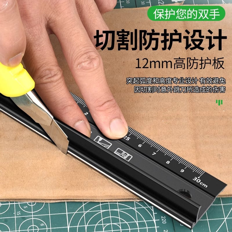 Baolian aluminum alloy multifunctional protective ruler anti-cut hand ruler high precision protective anti-cut ruler industrial grade measuring ruler