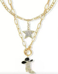 European and american cross-border simple western cowboy hat necklace niche retro trendy cowboy boots pendant versatile clavicle chain