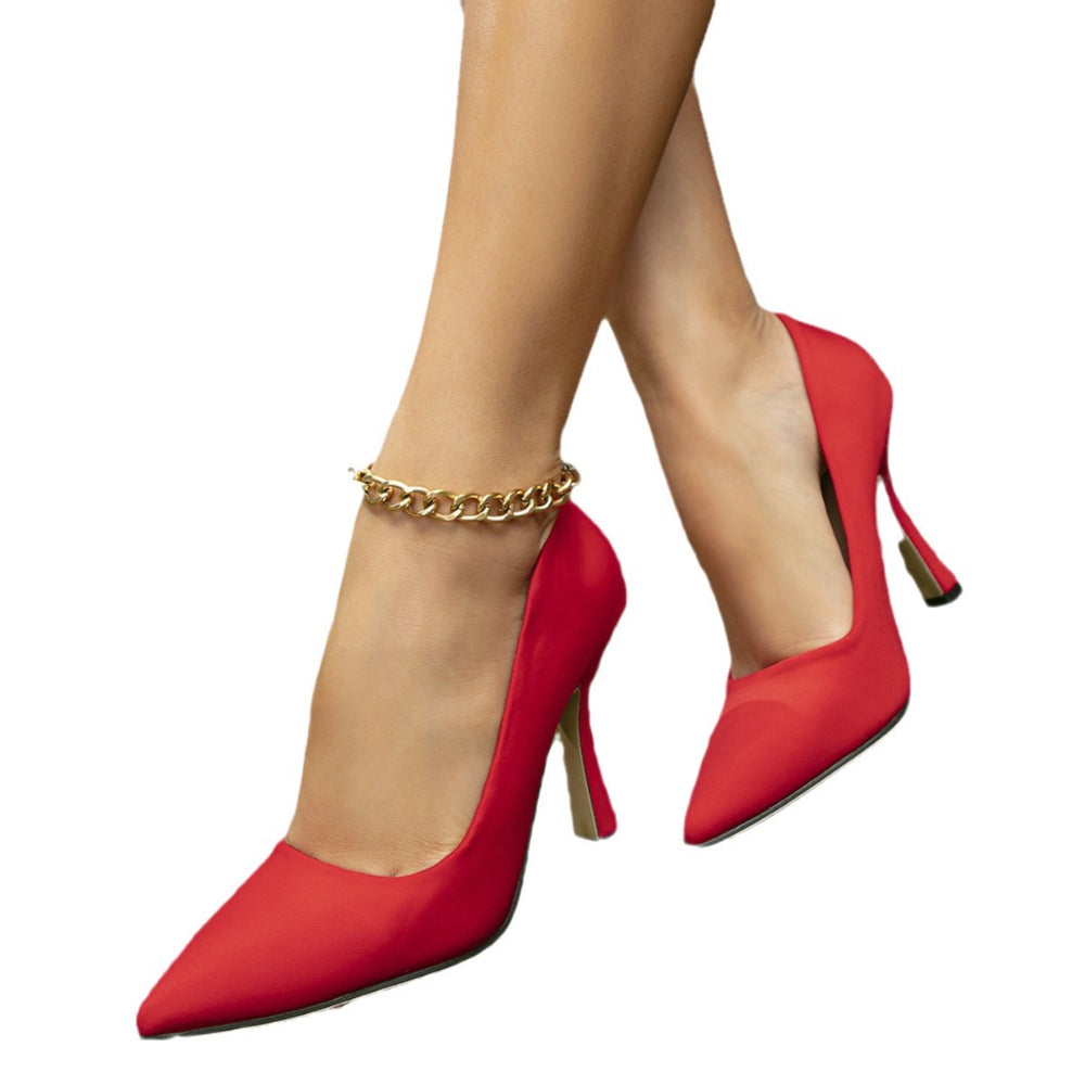 women's single shoes amazon aliexpress pure color high heels stiletto large size women's shoes ins style simple pointed toe