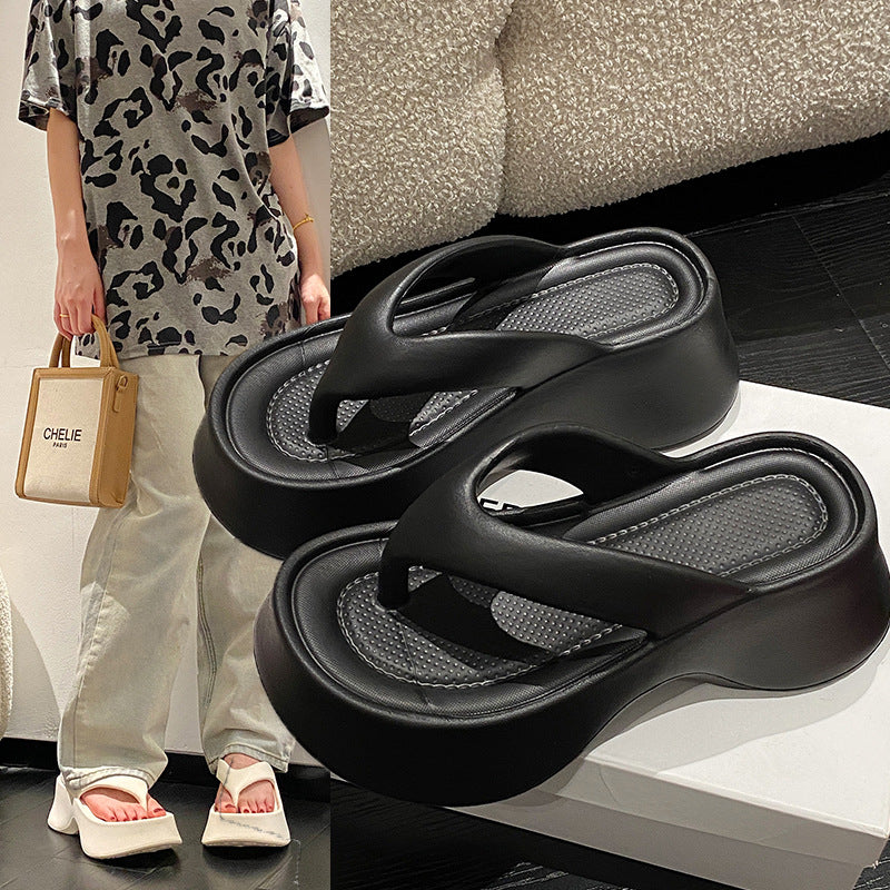 Women's flip-flops: platform wedge heel, trendy & viral, super stylish & versatile, perfect for summer, celebrity-inspired design