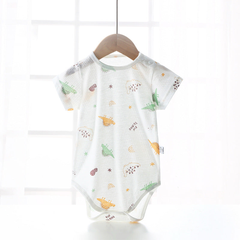 Baby bodysuit summer unisex infant short sleeve romper newborn pure cotton triangle onesie lightweight crawling suit