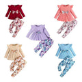spring/autumn baby girl long-sleeve top & pants two-piece set - casual infant printed pants outfit