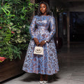 European and american cross-border women's clothing:  summer new arrival - elegant round neck, long sleeve, cinched waist, midi a-line pleated dress