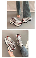 Mesh breathable chunky sneakers for women, 2026 summer new arrival, thick sole height increasing, lightweight, versatile, casual sports shoes, trendy
