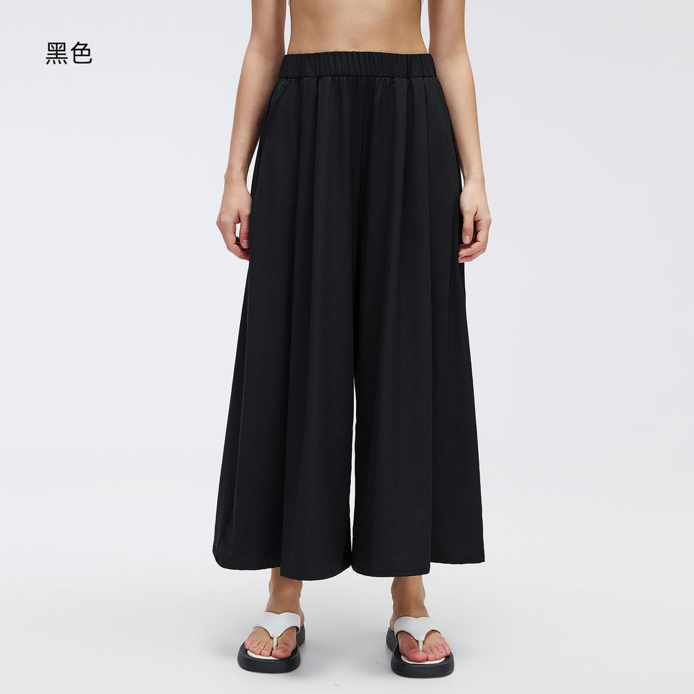 Draped loose culottes for women spring and summer thin lazy casualloose pantseleganthigh waist yoga dance pants d26054