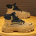 Men's work boots: spring outdoor hiking, anti-slip, wear-resistant, work, sports, thick sole, height increasing, black martin boots