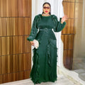 fashionfashionelegantflower dress african export  plus size women's pleated long sleevesdress