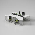 Office workstation desk set - creative 3-person irregular shaped desk and chair combination for multiple employees