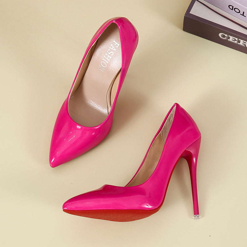 2026exportplus sizespring stiletto high heels patent leather pointed toe flats women's shoes plus size 40-45export cross-border