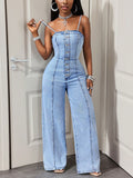 In-stock 66339#  cross-border fashion women's summer denim jumpsuit overalls