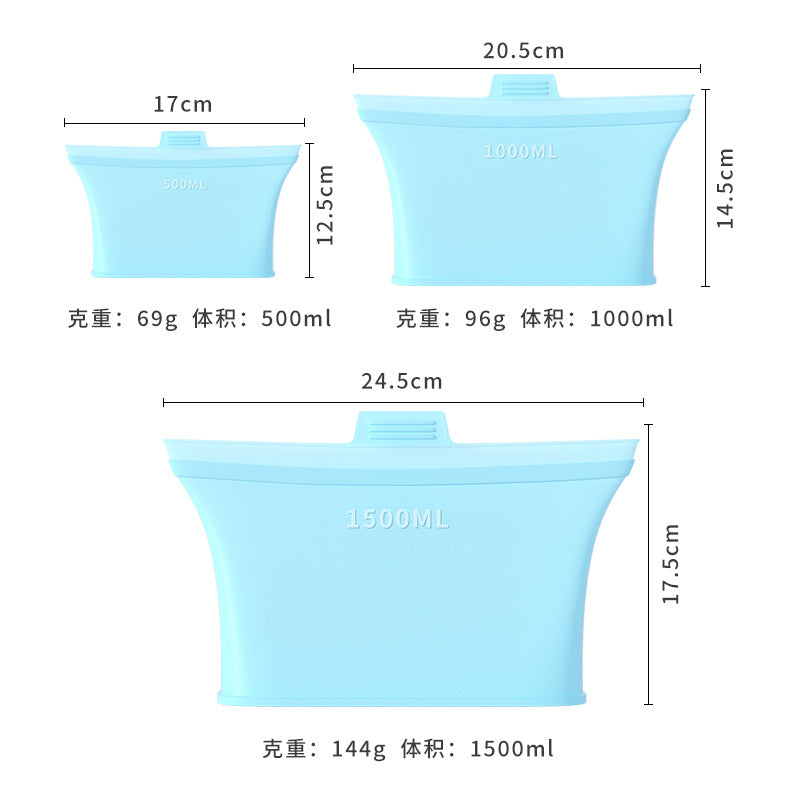 Food-grade silicone fresh-keeping bags, household fruit storage bags, refrigerator freezer sealing bags, leak-proof storage, cross-border hot seller