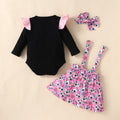new cross-border heat transfer baby & toddler autumn long-sleeve halloween suspender dress three-piece set with triangle romper