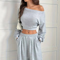 2025autumfashionpure color sports pants women's high waistdraped wide leg sweatpantspetitesamerican style pants