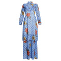 New arrival:  &  stand collar long sleeve printed african plus size women's two-piece dress set
