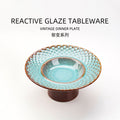 Vintage creative personalized ceramic high-footed plate - stylish stone texture dessert, pastry, and soup serving dish for restaurants and hotels
