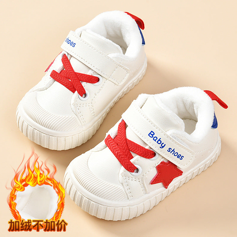 Toddler shoes for baby boys 0-1-3 years old, autumn/winter infant shoes for baby girls, soft sole children's shoes, fleece-lined and thickened cotton shoes