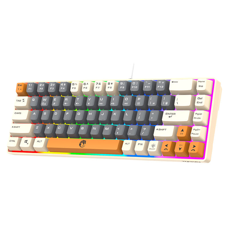 Raiku k68 tri-color 68-key gaming, competitive, office, and laptop wired mechanical-feel keyboard