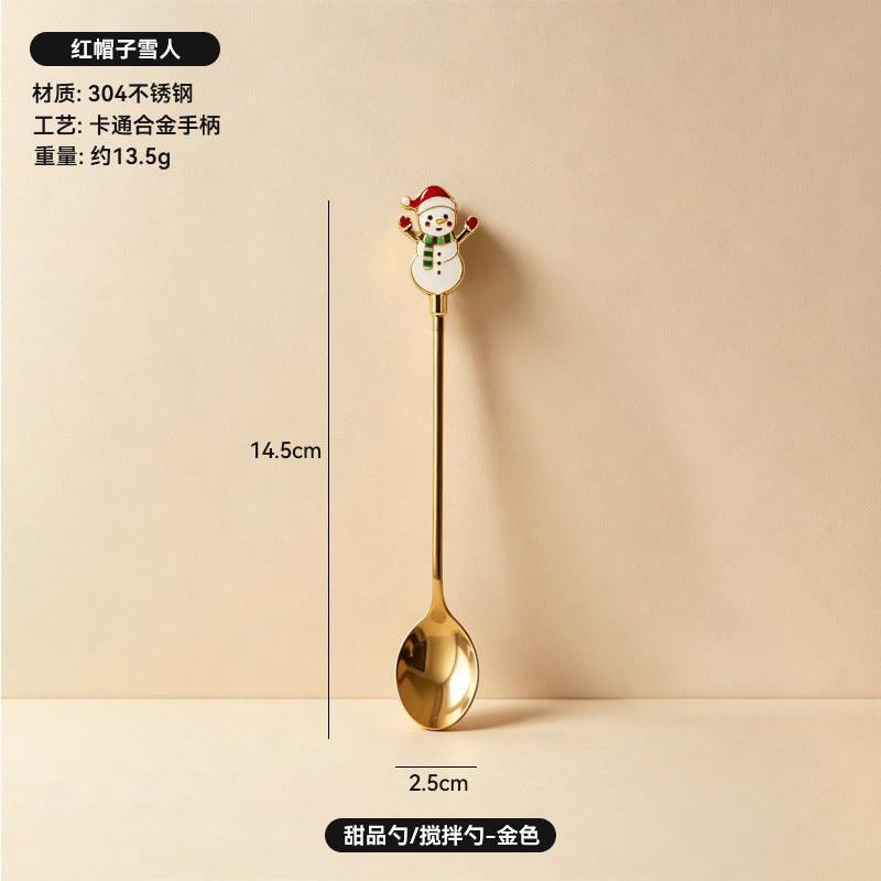 304 stainless steel luxury style creative christmas tableware coffee spoon afternoon tea dessert spoon fruit fork wholesale