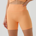 European and american eco-friendly ribbed quarter yoga shorts - high waist, butt-lifting, seamless fitness leggings - classic women's sports yoga pants