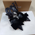 Za women's shoes 2024 autumn new collection black velvet bow-tie closed-toe stiletto heel elegant high heel sandals