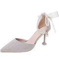 Fashion one-piece high heels for women spring summernew arrival pointed toe stiletto heel bows toe hollow sandals