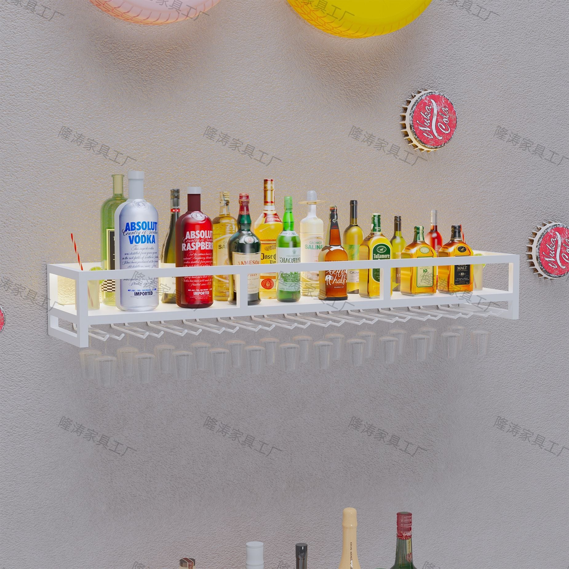 Nordic creative simple bar wrought iron wall wall hanging decoration red wine bottle storage rack goblet hanger