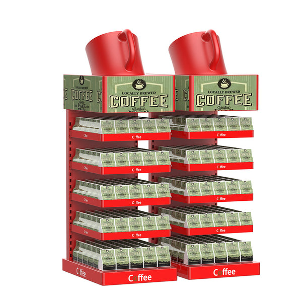 Customized beverage display rack Multi-layer beverage rack Water bottle Coffee display rack Supermarket metal beverage display rack