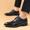 2024 men's leather dress shoes - new business casual style, crocodile embossed, british & korean design, pointed toe, plus sizes available