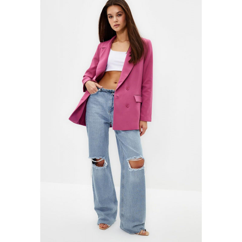 Amazon european and american minimalist casual long-sleeve blazer for women,  spring new arrival, stylish and elegant top