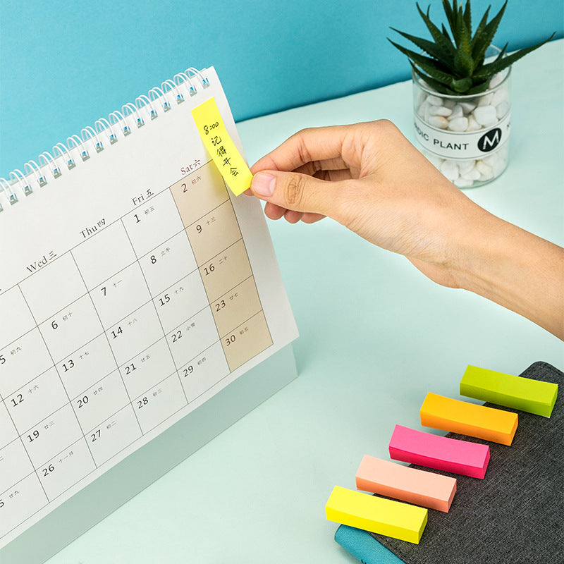 Deli 7154 fluorescent sticky note sticker, note sticker N times sticky note paper, color notice sticker 5-color random sticker wholesale