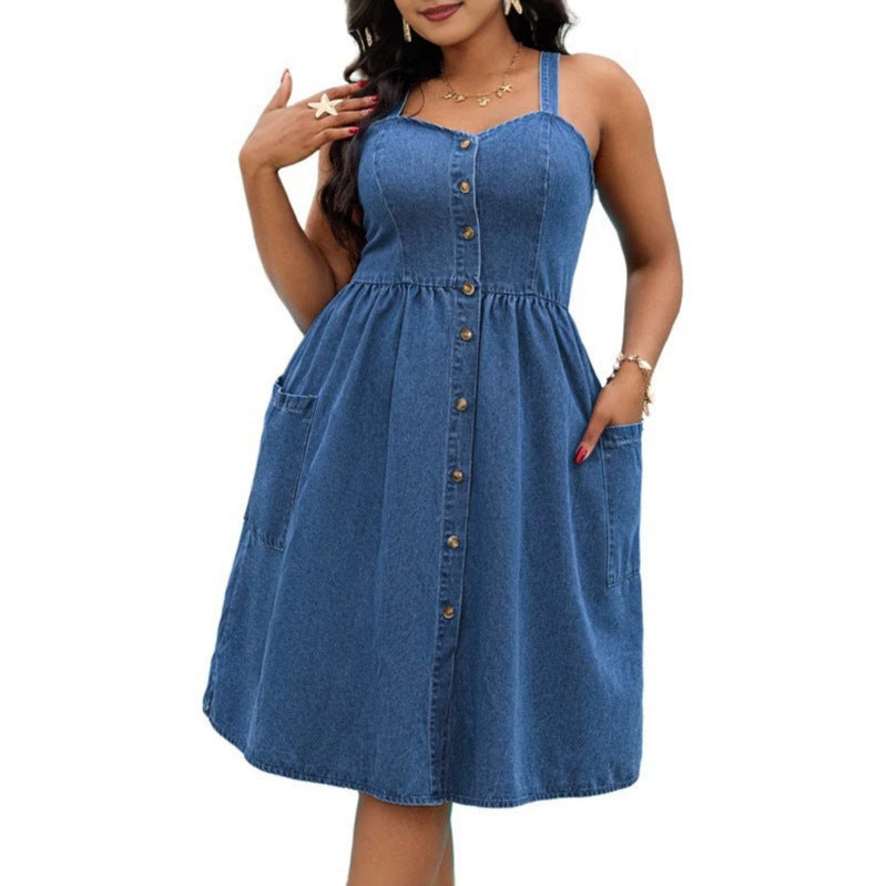 Amazon cross-border fashion: european & american summer slim-fit sleeveless midi dress with pockets - casual, trendy, and stylish