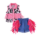 Children's clothing cross-border european and american girls sleeveless shirt + shorts two-piece set children's clothing suit