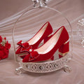 Chinese xiuhe wedding shoes for women 2024 new arrival wedding dress shoes thick heel non-tiring red engagement shoes bridal shoes